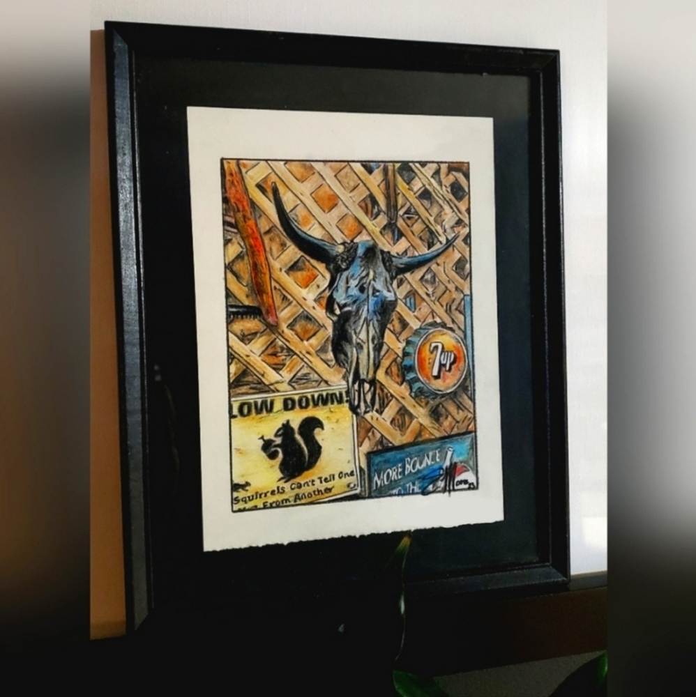 Original Artwork Cow Skull Art